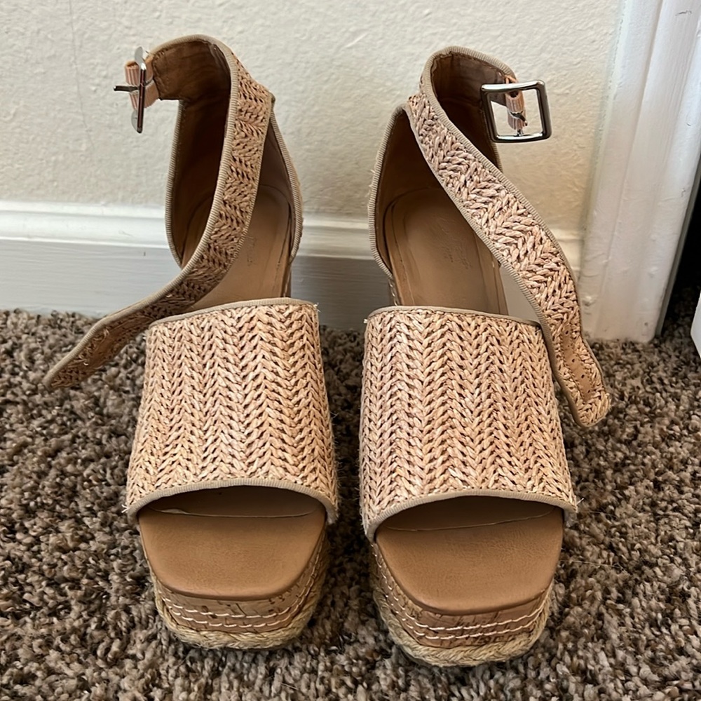 Raffia espadrille wedges